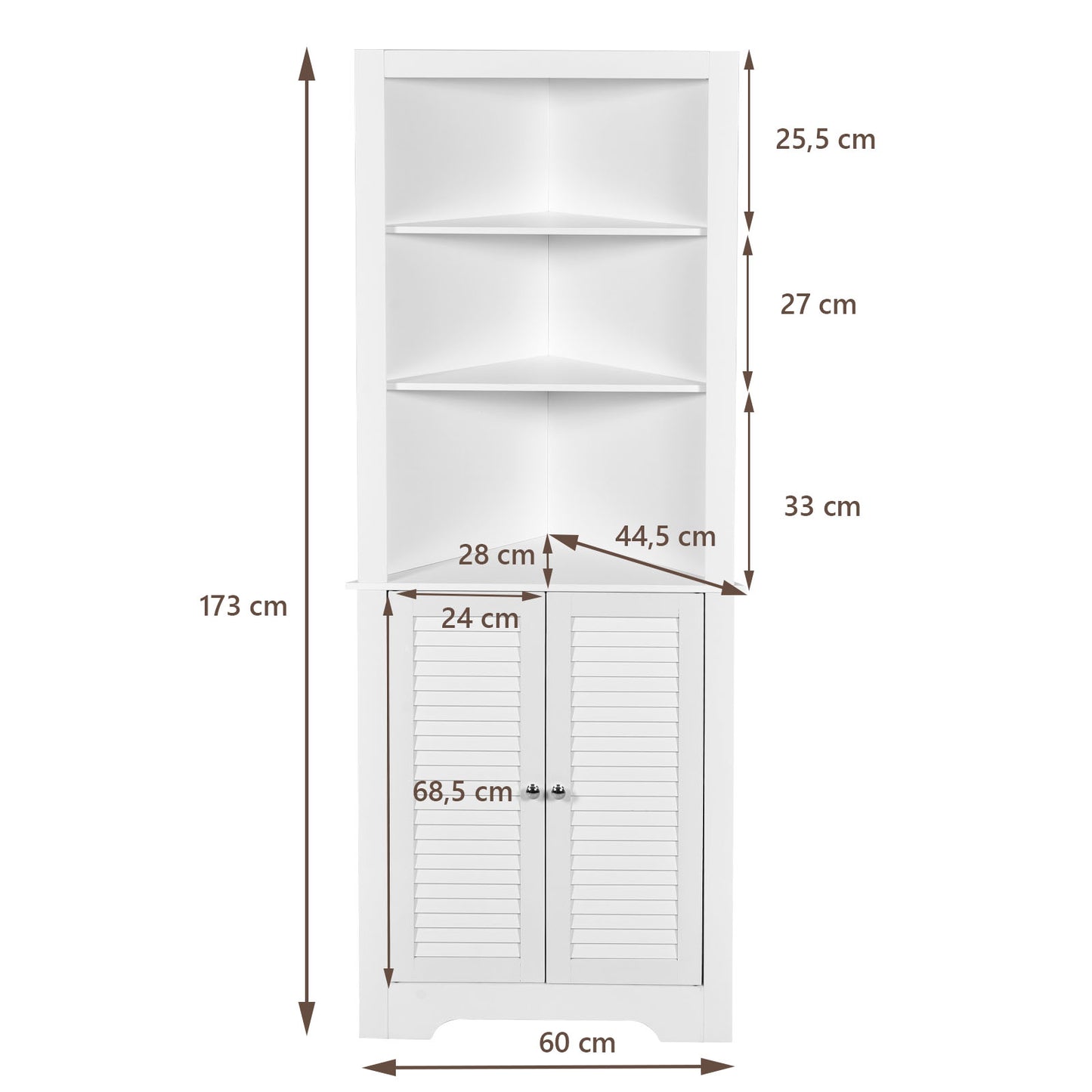 Hoekkast – Hoekmeubel – Badkamerkast – Kolomkast – Opbergkast – Ruimtebesparend Design – Verstelbare Plank
