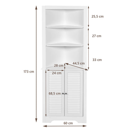 Hoekkast – Hoekmeubel – Badkamerkast – Kolomkast – Opbergkast – Ruimtebesparend Design – Verstelbare Plank
