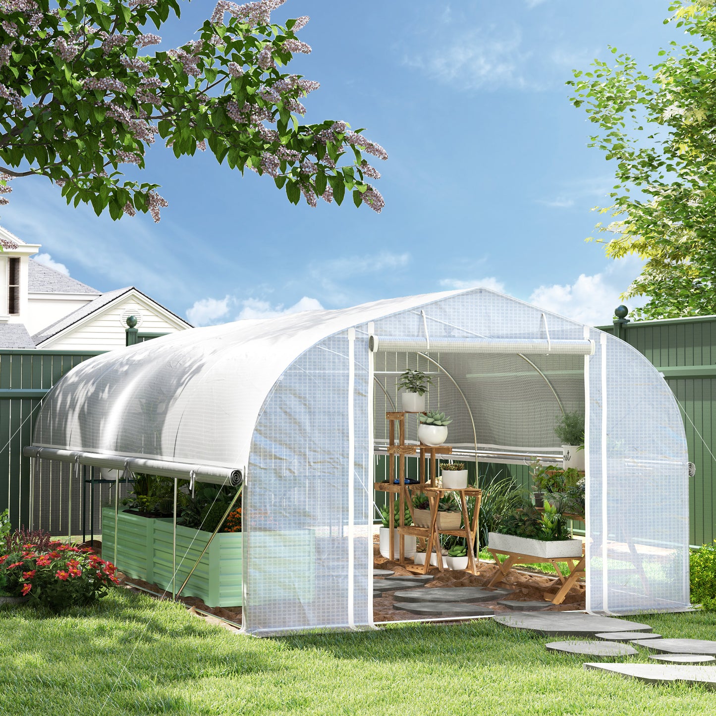 Kasje – Kweekkas – Broeikas – Tuinkas – Foliekas – 6x3x2 m – UV-bestendige PE-folie – Gegalvaniseerd Stalen Frame