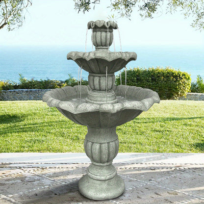 Tuinfontein – Waterval Fontein – Buitenfontein – Waterornament – Tuindecoratie – Vezelversterkt Beton – Ø67 cm Hoog – Inclusief Dompelpomp
