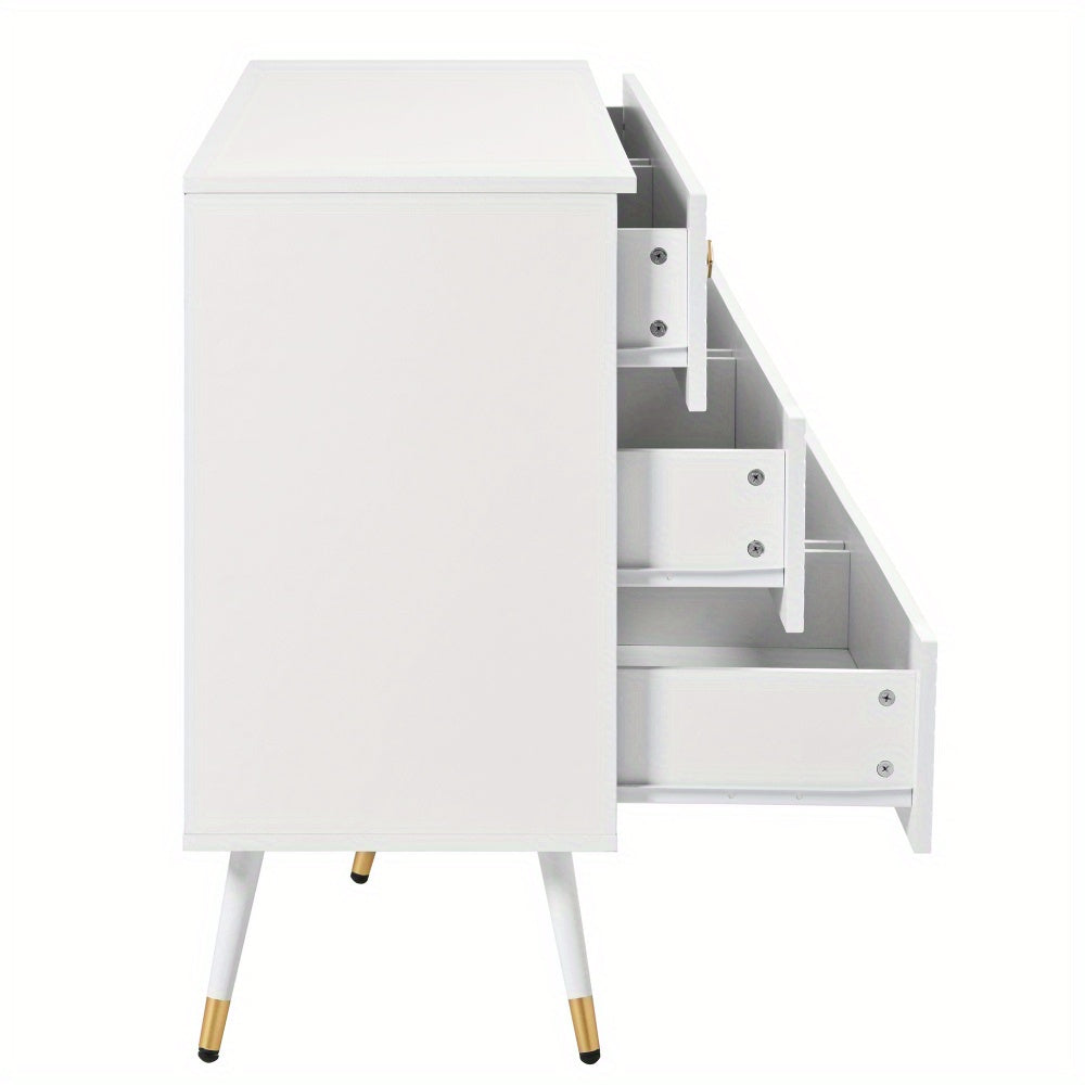 Ladeblok – Ladekast – Ladeblok Bureau – Rolcontainer – Ladekast Met Lades – 6 Lades – Wit Met Gouden Handgrepen – Direct Gebruiksklaar
