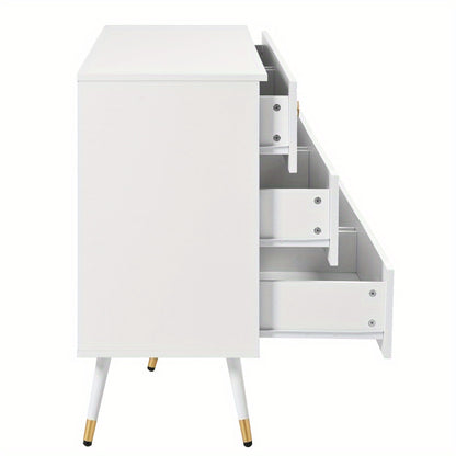 Ladeblok – Ladekast – Ladeblok Bureau – Rolcontainer – Ladekast Met Lades – 6 Lades – Wit Met Gouden Handgrepen – Direct Gebruiksklaar