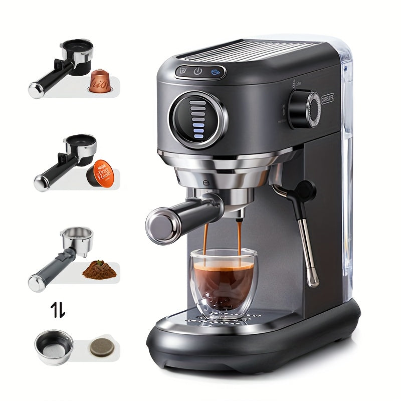 Espressomachine – Koffiemachine – Pistonmachine – Cappuccinomachine – Mini Koffiezetapparaat – 19 Bar Pompdruk – Afneembare 1,1L Watertank