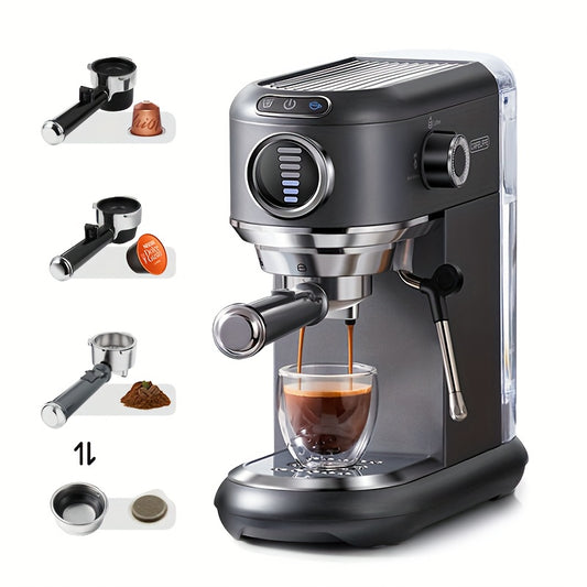 Espressomachine – Koffiemachine – Pistonmachine – Cappuccinomachine – Mini Koffiezetapparaat – 19 Bar Pompdruk – Afneembare 1,1L Watertank