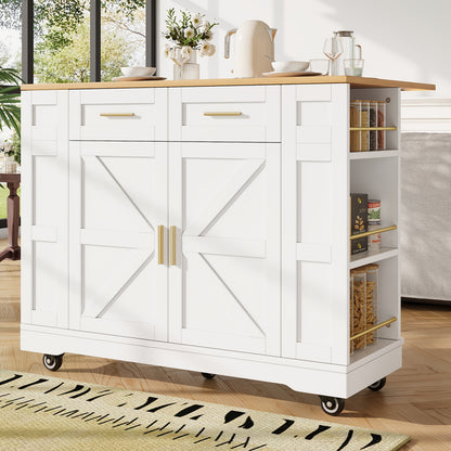 Keukeneiland – Buffetkast – Keukenkast – Serveerwagen – Eettafel – Wit Modern – Multifunctioneel – Uitbreidbare Opbergruimte – Stevig & Vrijstaand – Gouden Scharnieren – Houtvrij