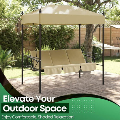 Hollywood Schommelbank – Tuinbank – Zitzak Schommel – Lounger – Swingbed – Stabiel Stalen Frame – Polyester Zonnedak – Sandkleur
