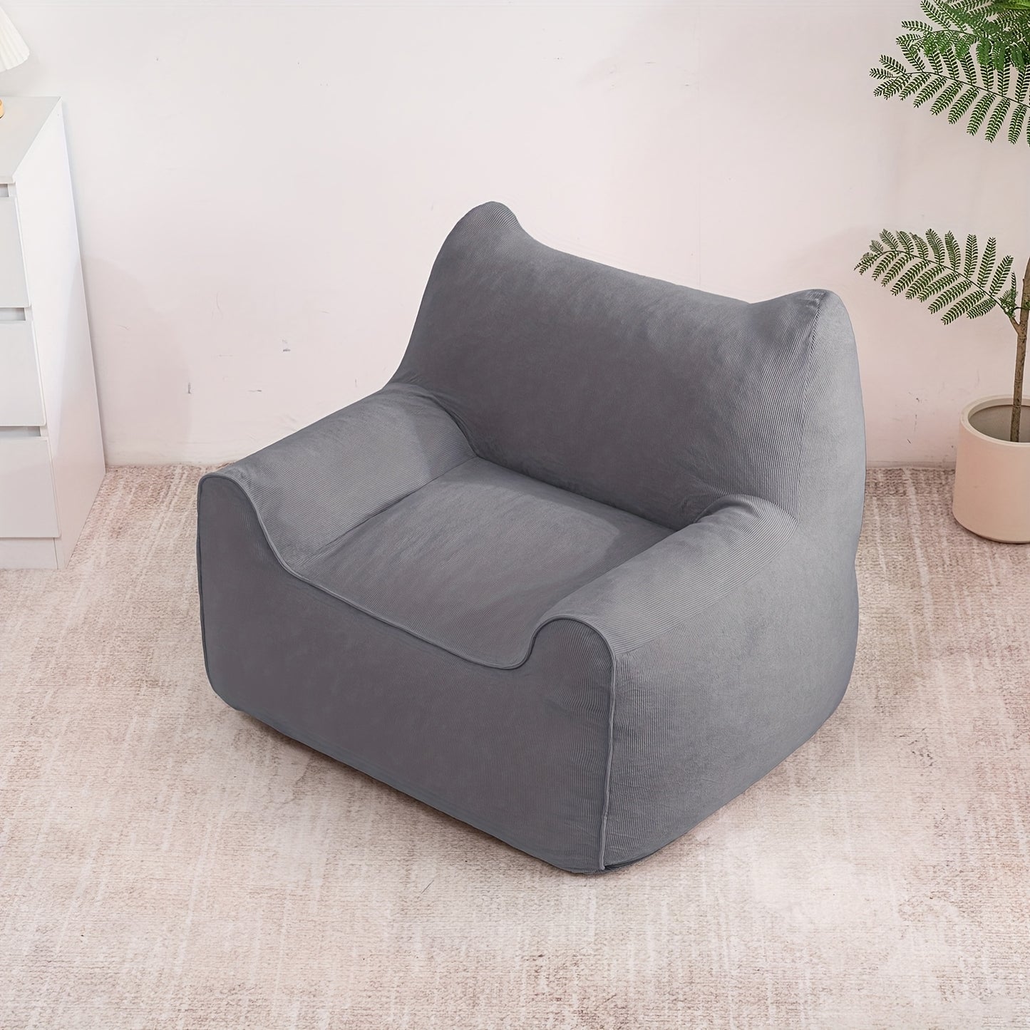 Zitzak – Beanbag – Zitzakstoel – Lounge Slaapkamerstoel – Grijze Zitzak – Groot Formaat – Veerkrachtige Schuimvulling