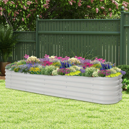 Hoogtebak – Verhoogd Plantenbed – Moestuinbak – Kruidenbak – Bloembak – Wit Metaal – 240x60x43 cm – Duurzaam & Veilig Met Beschermstrips