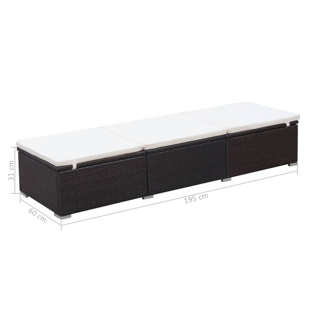 Poly Rattan Loungebank – Tuinbank – Ligbed - Loungeset – Ligstoel - Outdoor Bank – Instelbaar – Waterbestendig PE Rattan – Gepoedercoat Stalen Frame