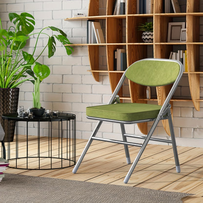 Set van 4 Opvouwbare Bezoekersstoelen – Eetkamerstoelen met Stoffen Bekleding – Geschikt voor Keuken, Binnen, Buiten en Vergaderruimtes, Groen