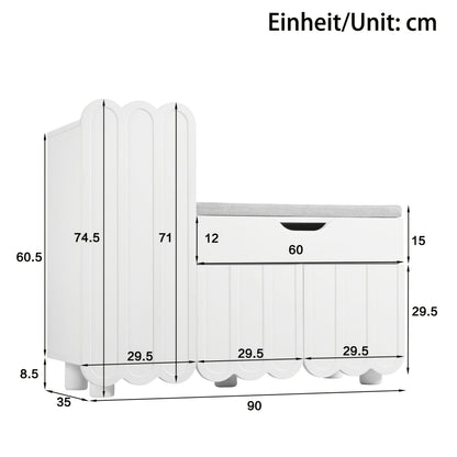 Schoenenkast – Halmeubel – Opbergkast – Schoenenopberger – Hal organizer – Wit – Met Zitplek en Ventilatie – Duurzaam Niet-Houten Materiaal – Compact Design