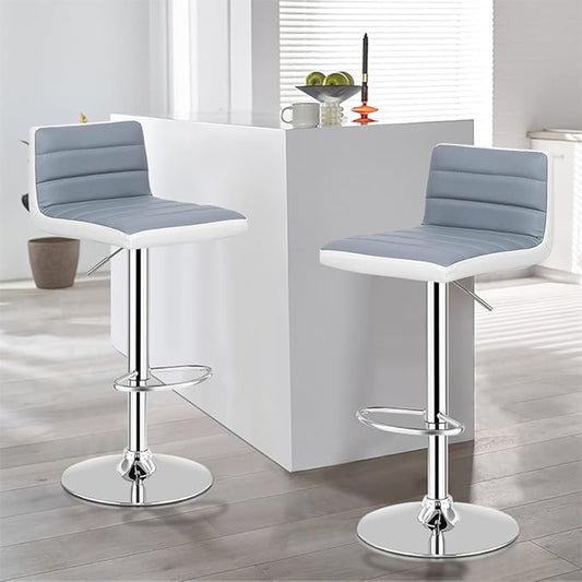 Barstoel – Barkruk – Barstoel Kruk – Keukenstoel – Barkrukken – Verstelbaar – 360° Draaibaar – Kunstleren Bekleding – Antislip Metalen Onderstel – Met Voetensteun – Set Van 2