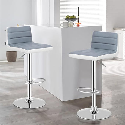 Barstoel – Barkruk – Barstoel Kruk – Keukenstoel – Barkrukken – Verstelbaar – 360° Draaibaar – Kunstleren Bekleding – Antislip Metalen Onderstel – Met Voetensteun – Set Van 2