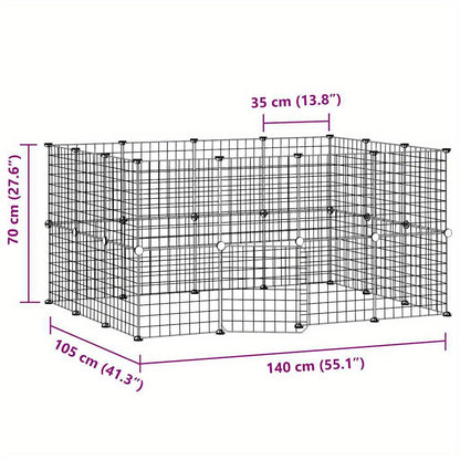 Dierenkooi – Knaagdierkooi – Speelkooi – Konijnenkooi – Hamsterkooi – 28 Stalen Panelen – Zwarte Deur – 35x35 cm