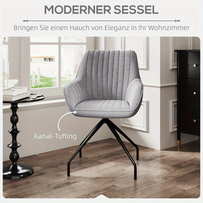 Draaifauteuil – Loungefauteuil – Schommelstoel – Stoel – Fauteuil – Donkergrijs – 360° Draaifunctie – Stevige Metalen Pootjes