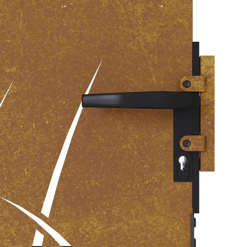 Gate Measuring 85X100 Cm with a Grass Design in Corten Steel, Suitable for Outdoor Terraces.