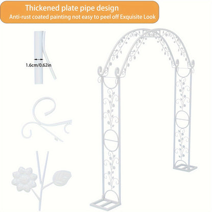 Witte Metalen Tuinboog – Tuinarche – Bruiloftsboog – Feestboog – Ceremonieboog – Duurzaam Metaal – Groot Formaat 220x240 cm