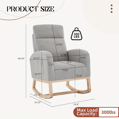 Schommelstoel Ergonomisch – Schommelstoel Met Voetensteun – Relaxstoel – Stoel Voor Woonkamer – Accentstoel Grijs – Hoge Rugleuning – Zijzakken En Zachte Bekleding