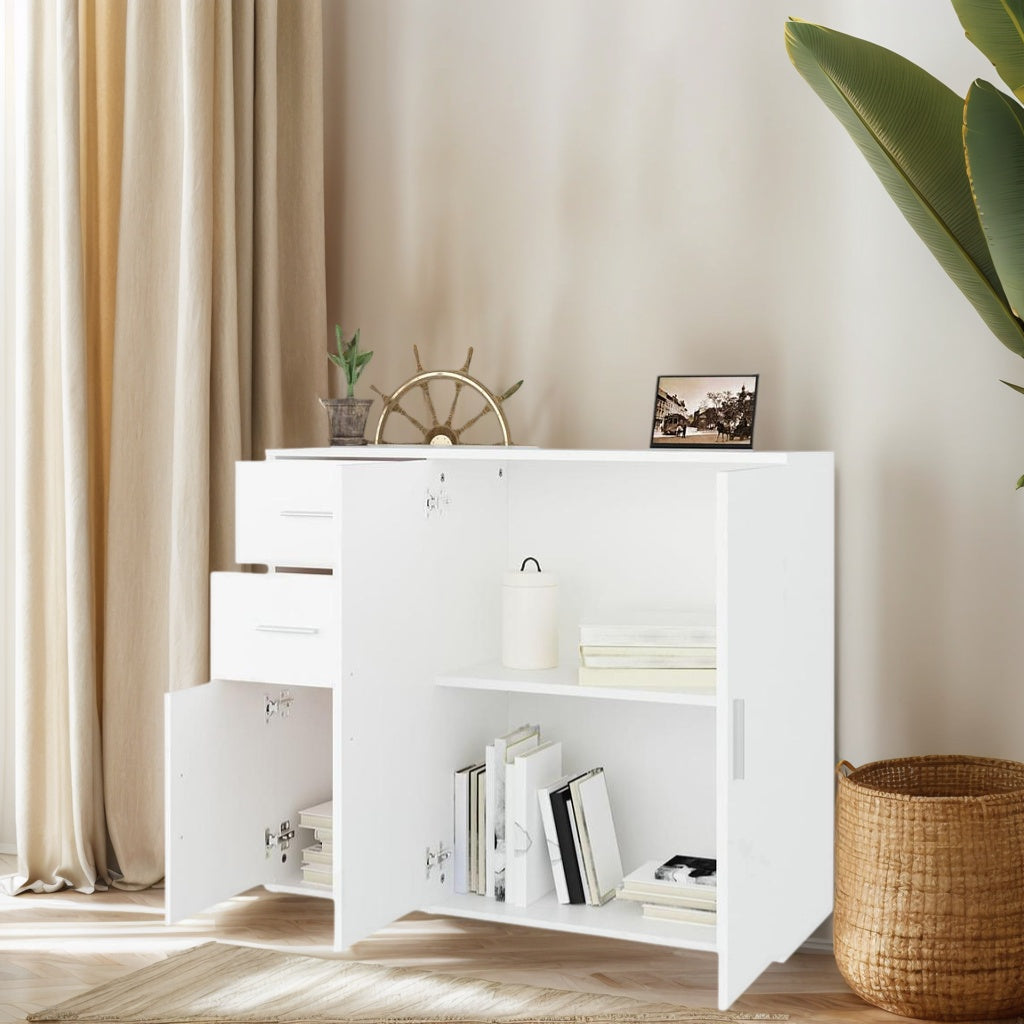 Sideboard – Dressoir – Kast – Opbergkast – Buffetkast – Wit – Hoogwaardig Spaanplaat – Afmeting 91x29,5x75 cm