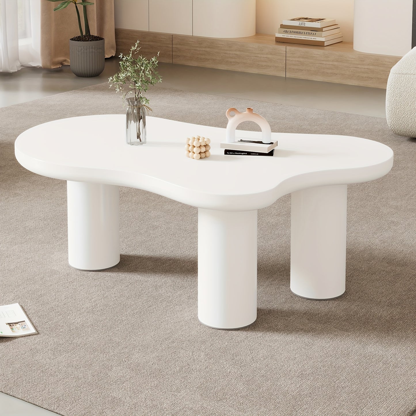 Irregular Cloud-shaped Coffee Table, Length 107cm, Width 66cm, Height 40.5cm, Felt Base