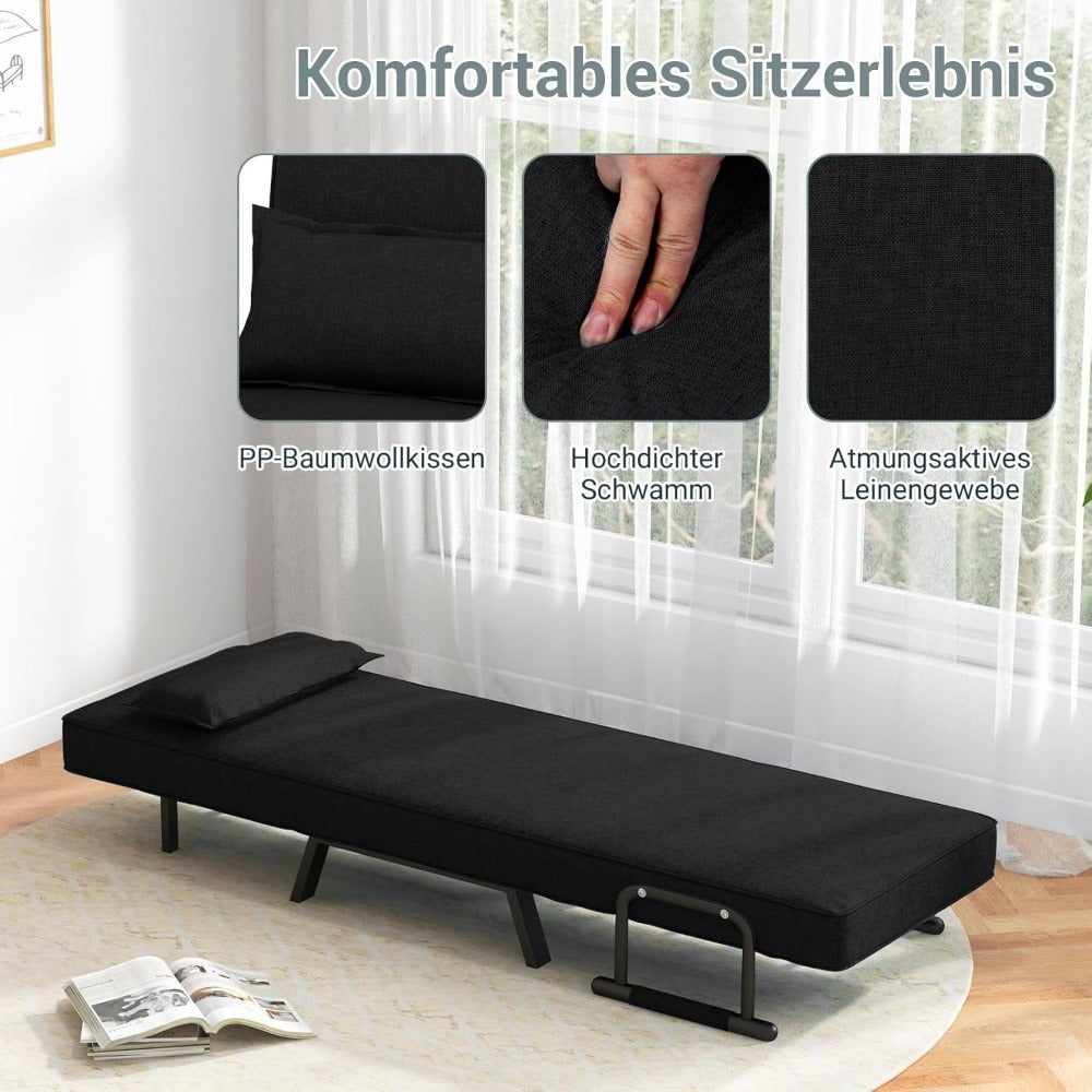 4-in-1 recliner chair, sofa bed with bed function, folding chair with 6-position adjustable backrest, removable cushion, and armrests, weight capacity up to 150kg, guest bed for living room (,  Spacesaving Furniture, Contempo