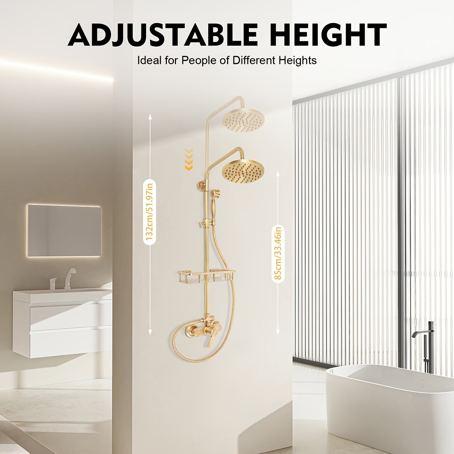 Douchekraan – Douche Set – Regendouche – Thermostaatkraan – Mengkraan – Messing Materiaal – Wandmontage Met Opbergrek