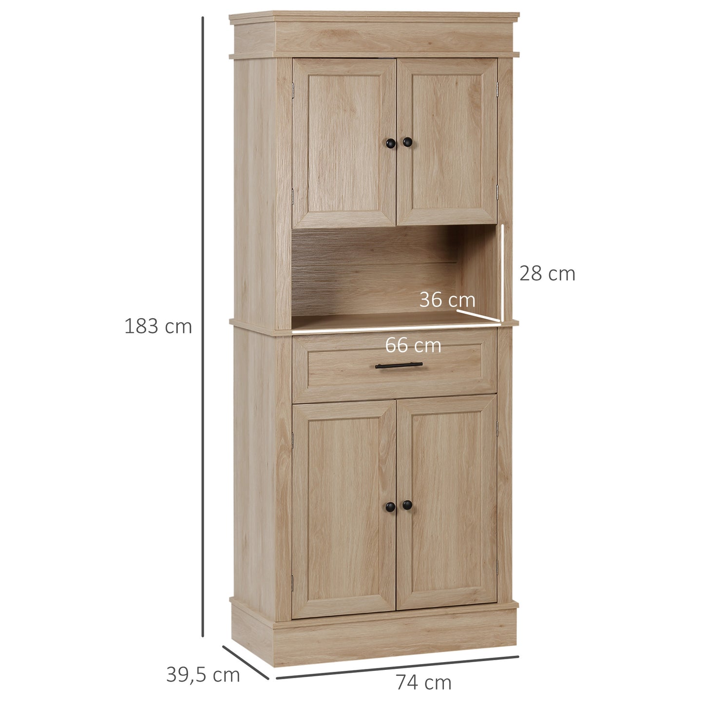 Keukenkastje – Keukenbuffet – Keukenkast – Opbergkast – Kastje Beige – Rustieke Stijl – Verstelbare Plank – Anti-Kantelbeveiliging