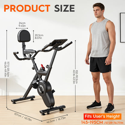 1 Foldable Silent Exercise Bike | Magnetic Resistance, 12-Speed Intelligent Adjustment, 150KG Load-bearing Capacity, Includes Arm Pull Rope, Full Body Shaping, Iron Frame, Without Battery