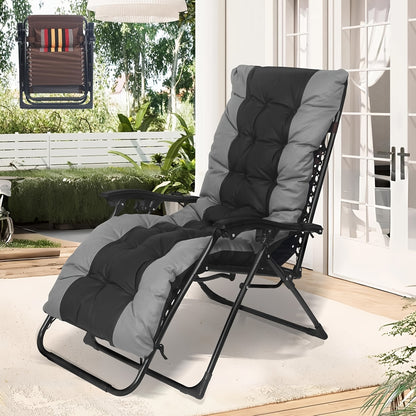 Tuin Loungestoel – Tuinstoel – Ligstoel – Balkonstoel – Vouwstoel – Extra Breed 72cm – Verstelbare Rugleuning met Bekerhouder