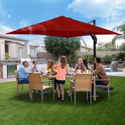 Parasol with 330cm Solar aluminium 330cm Terrace umbrella Square with stand Cantilever parasol Crank Patio umbrella Grey/Red/Beige/Green Market umbrella with crank swivelling Aluminium struts 360° degrees Sunshade Garden umb
