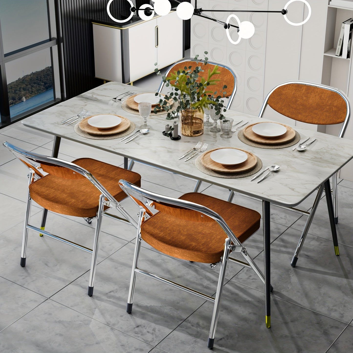 Four-Pack Suede Visitor Chair, 5 Cm Thick Sponge, Suitable for Office, Visitor Room, Lecture Room, Dining Room, Storage, Maximum Load-Bearing 175 Kg, Orange.
