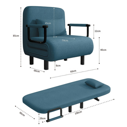 Bedbank – Slaapbank – Bankbed – Logeerbed – Sofa Bed – Inklapbaar – Geheugenschuim Kussens – Lichtgewicht Metalen Frame