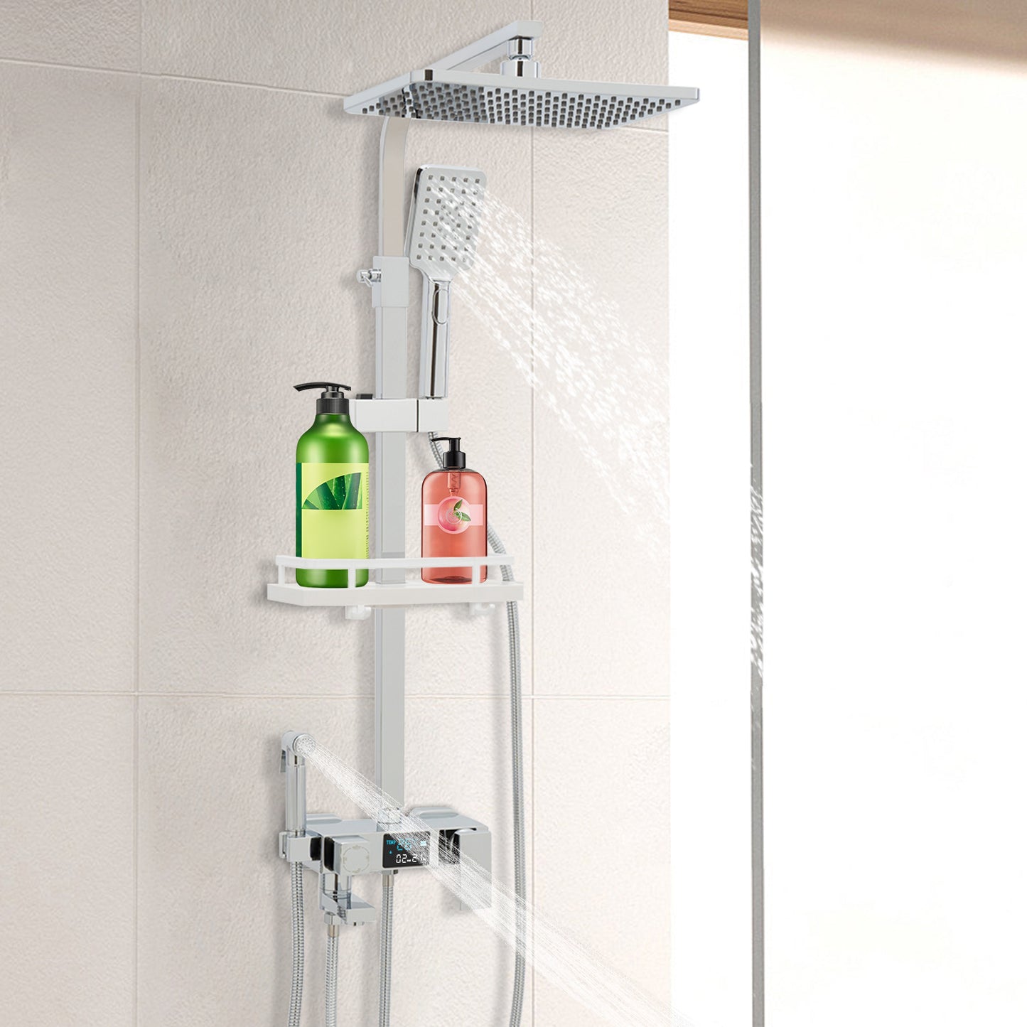 Four Water Outlet Modes Comfortable Shower Adjustable Height Range High Practicability Build to Last Shower System