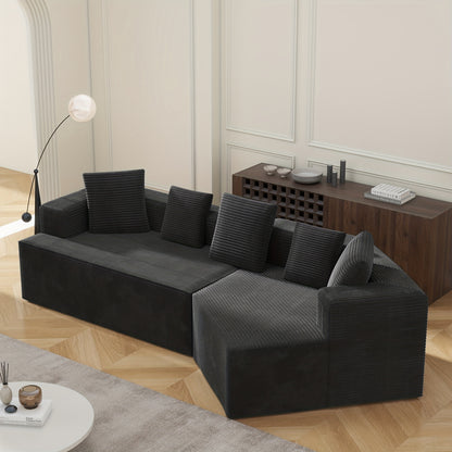 Modulaire Hoekbank – Sectional Bank – L-Vormige Bank – Slaapbank – Modulaire Sofa – Chenillestof – Katoenen Kussens – Eenvoudige Montage – Lichtgewicht Zonder Houten Frame