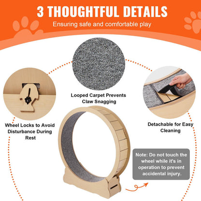 Large Wooden Exercise Wheel for s, Measuring 132 Cm, Designed for Indoor Use. This Treadmill Features a Removable Carpet And a Fishing Rod for Running, Walking, And Exercising, Accommodating Most s Weighing Up to 13 Kg.