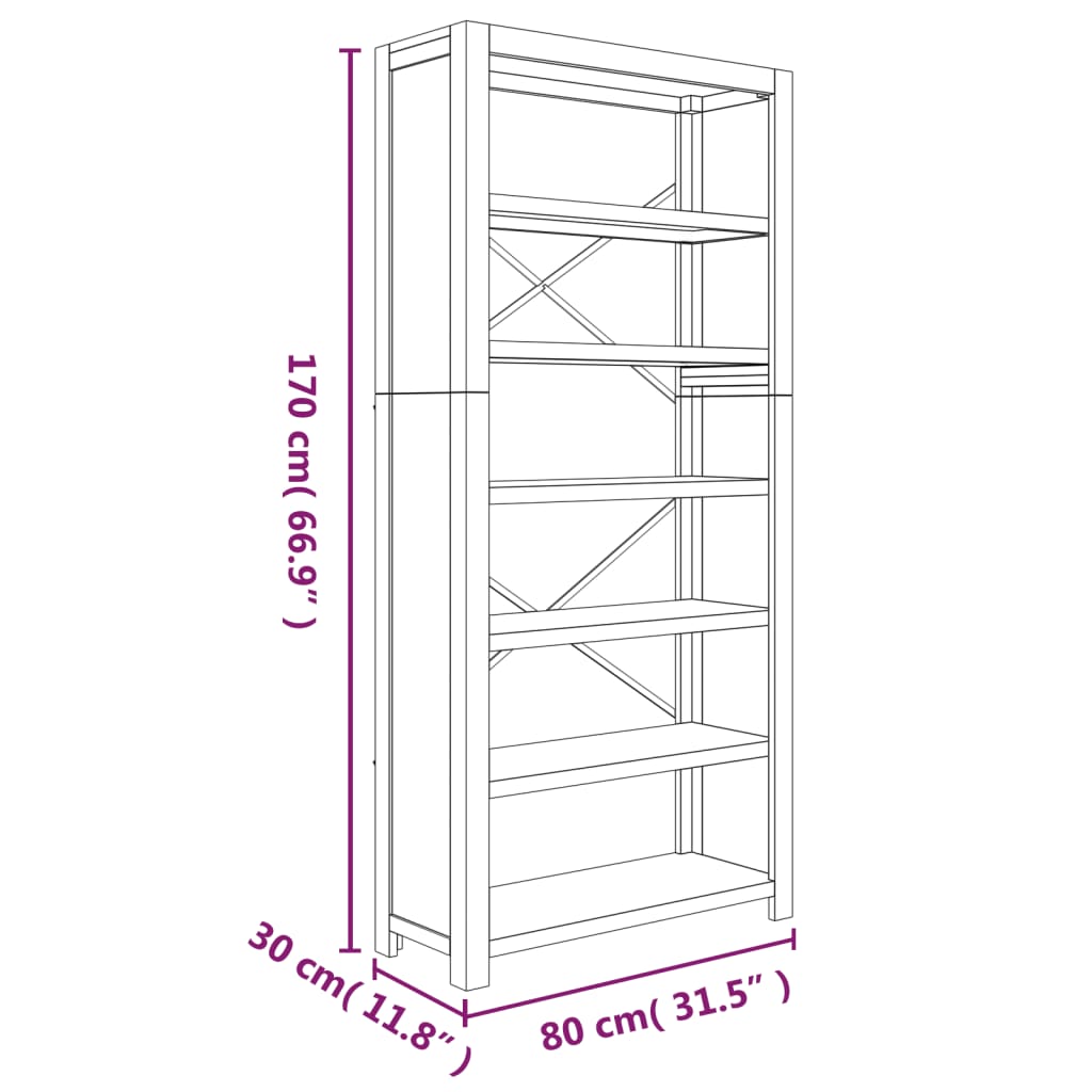 Boekenkast – Boekenrek – Opbergkast – Vakkenkast – Stellingkast – 170 cm Hoog – Massief Acaciahout & MDF