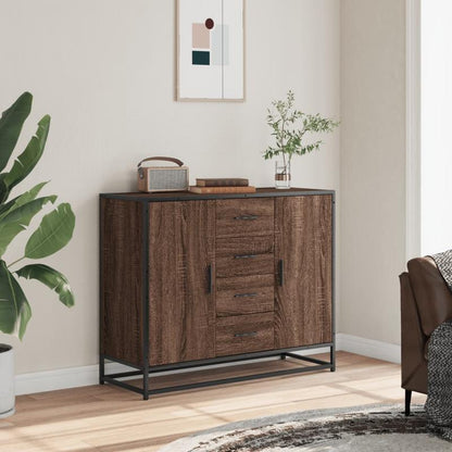 Modern Contemporary Sideboard Cabinet 92x35x76cm - Hardwood & Particle Board, 3 Drawers, 2 Doors, Removable Shelves, No Assembly Required, Floor-Standing Storage for Living Room, Bedroom, Office, Cabinet Storage, Bedroom Orga
