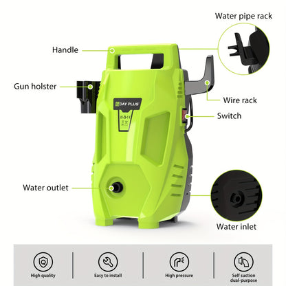 Pressure Washers, 90Bar High-Pressure 500L/H Flow Rate Electric Pressure Washers with 3in 1 Adjustable Nozzle & 7m Hose, Jet Washers for Cleaning Cars, Driveways, Patios, Fences