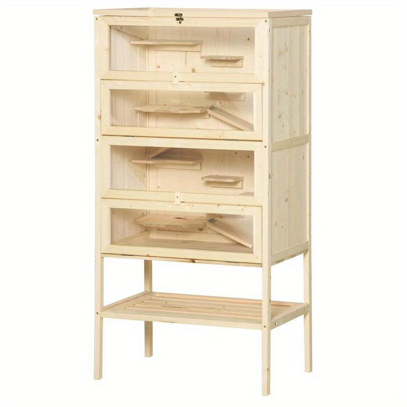 Hamsterkooi – Knaagdierskooi – Kleine Dierenkooi – Houten Kooi – Rodent Kooi – Vijf Niveaus Met Trappen – Groot Formaat 60x40x120 cm