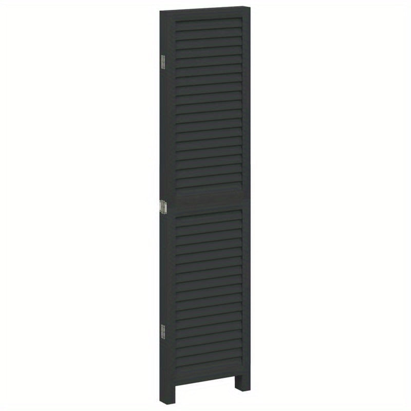 A Room Divider Featuring Four Solid Panels of Black Paulownia Wood, Elegant And Privacy-Enhancing, Ideal for Offices, Bedrooms, And Living Rooms., Aesthetic Room Decor