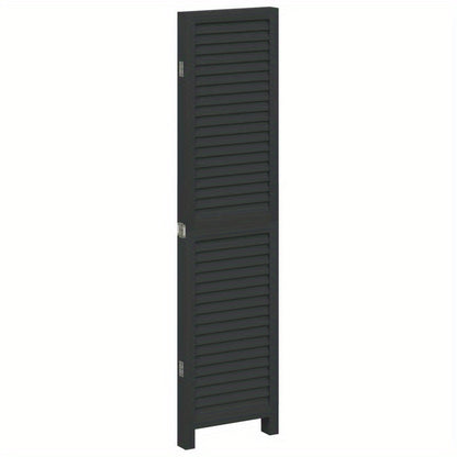 A Room Divider Featuring Four Solid Panels of Black Paulownia Wood, Elegant And Privacy-Enhancing, Ideal for Offices, Bedrooms, And Living Rooms., Aesthetic Room Decor