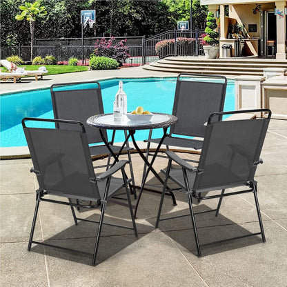 Tuinstoelen – Inklapbare Stoelen – Balkonstoelen – Tuinstoel Set – Campingstoelen – Stevig Metalen Frame – Ademend en Lichtgewicht Textiel