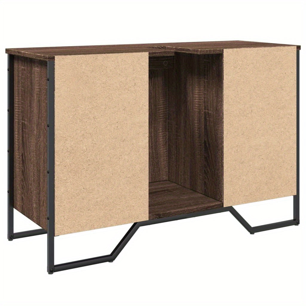 Modern Brown Oak Bathroom Sink Cabinet - Engineered Wood Storage with Towel Rack & Hooks, 91x35x60cm, Perfect for Washroom Organization, Bathroom Organizers And Storage