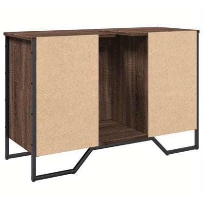 Modern Brown Oak Bathroom Sink Cabinet - Engineered Wood Storage with Towel Rack & Hooks, 91x35x60cm, Perfect for Washroom Organization, Bathroom Organizers And Storage