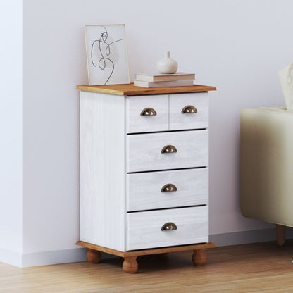 Witte Ladekast – Dressoir – Kast – Commode – Opbergkast – Massief Grenen Hout – 4 Lockbare Laatjes – Minimalistisch Design – 45,8x40x79 cm