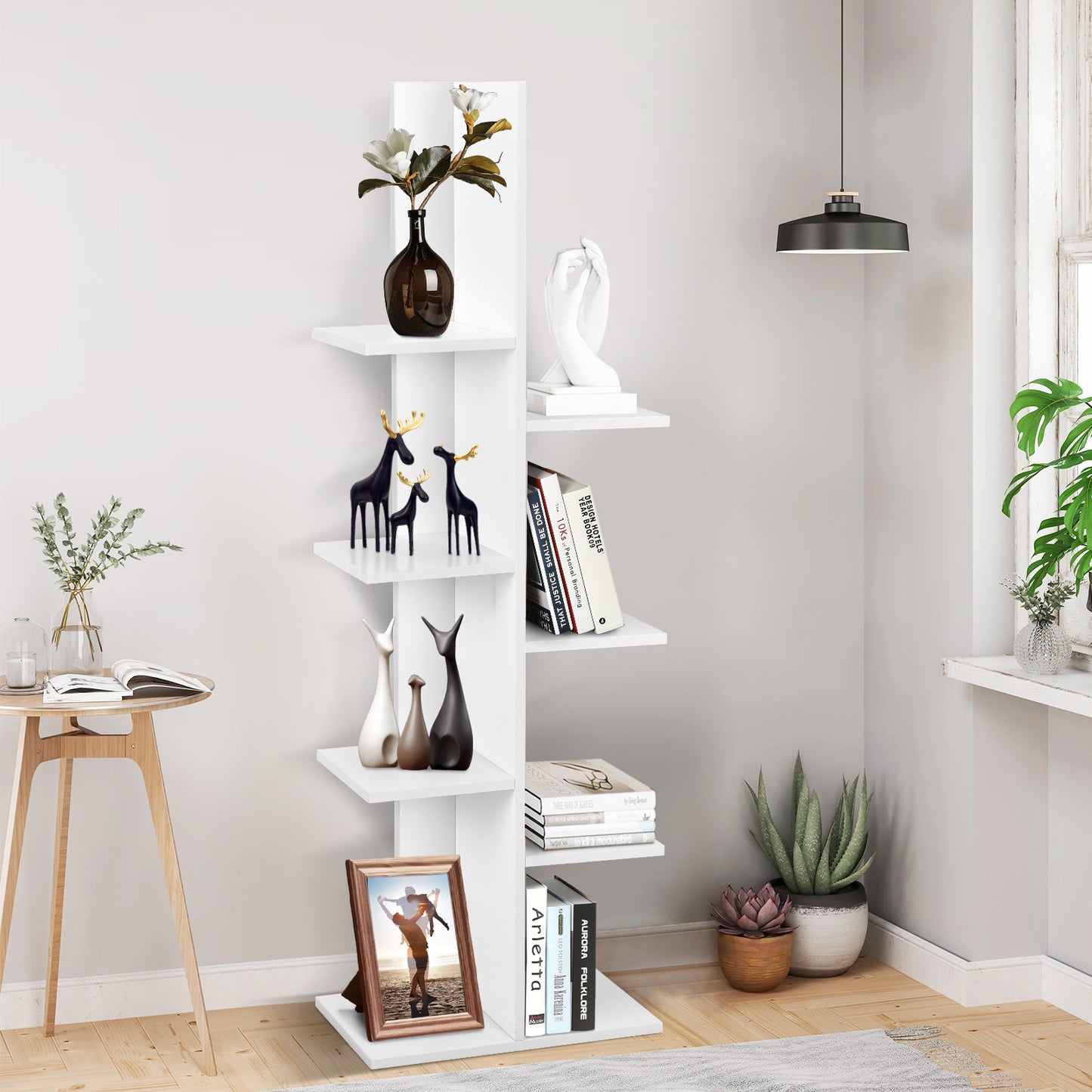 Boekenkast – Boekrek – Opbergkast – Boekenplank – Wandkast – 8 Niveaus – Anti-Kantel Systeem – Ruimtebesparend Metaal