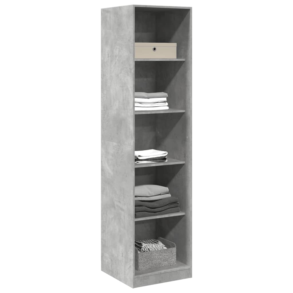 Kledingkast – Garderobekast – Kleerkast – Opbergkast – Dichte Kast – Betonlook – Compact 50x50x200 cm – Hoogwaardig Verwerkt Hout