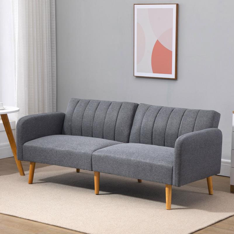 2-zits Slaapbank – Slaapbankje – Bedbank – Sofa Bed – Logeerbank – Rubberhout Frame – Ruimtebesparend Compact Design
