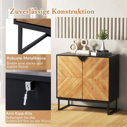Sideboard – Dressoir – Kast – Buffetkast – Opbergkast – Modern Design – MDF Metalen Pooten – 80x40x80 cm – Zwart