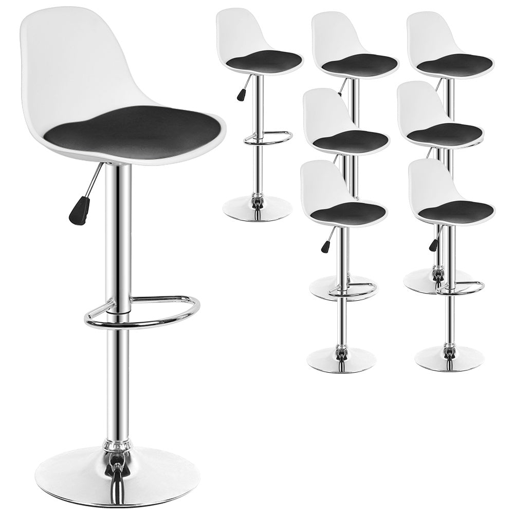 8pcs Adjustable Bar Stool Set, Electroplating, PU Seat Cushion, Swivel Seat, Height Adjustable 55-75 Cm
